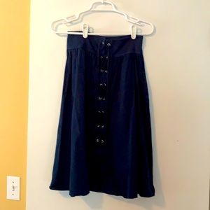 Zara A line cotton skirt dark navy